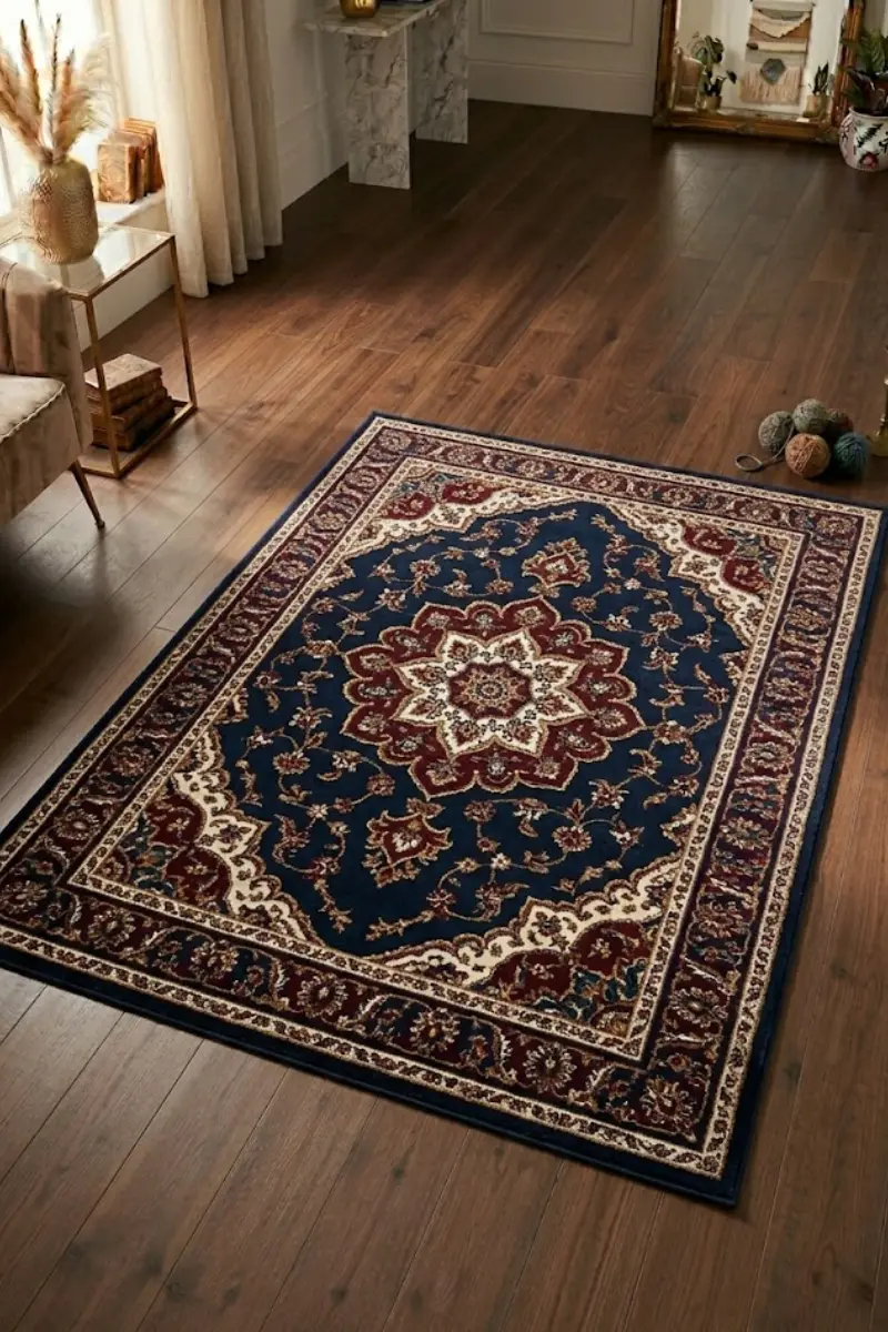 Ornate Persian-Inspired Medallion Area Rug