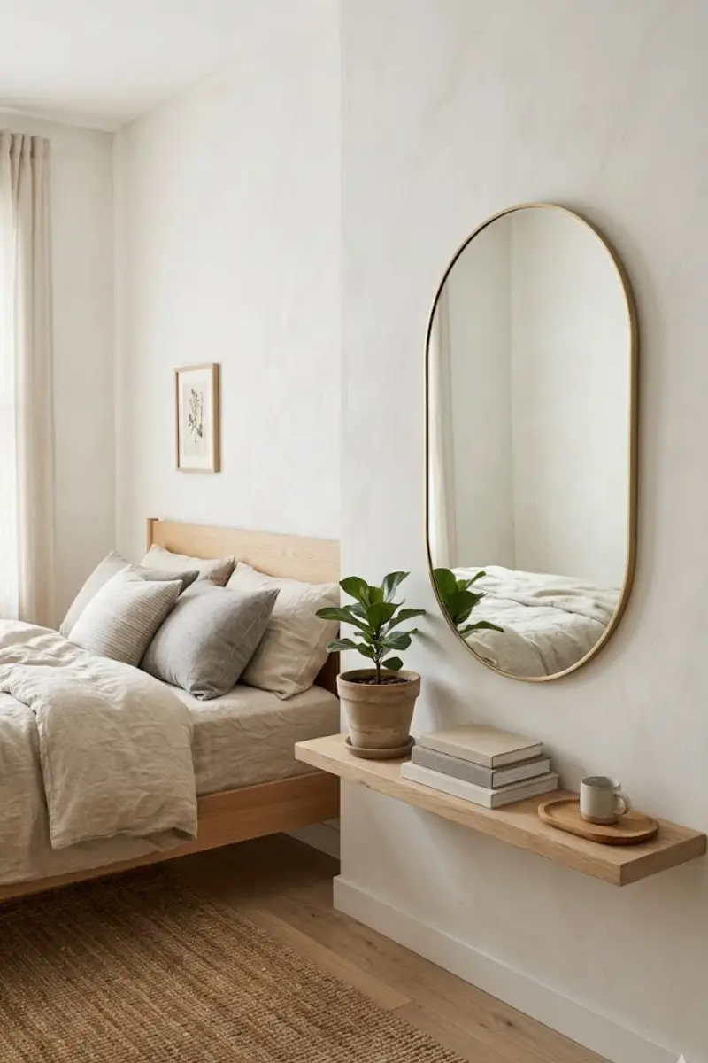 Oval Thin Brass Frame Wall Mirror