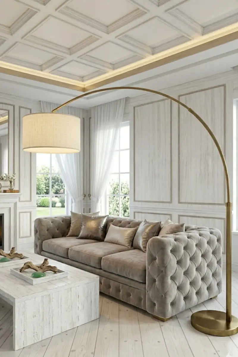 Oversized Brass Arc Floor Lamp