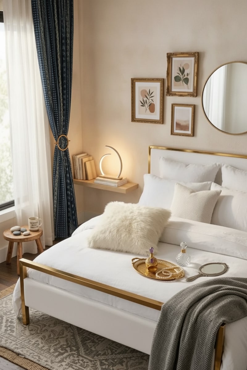 Oversized Glam Faux Fur Throw Pillow styled in a room