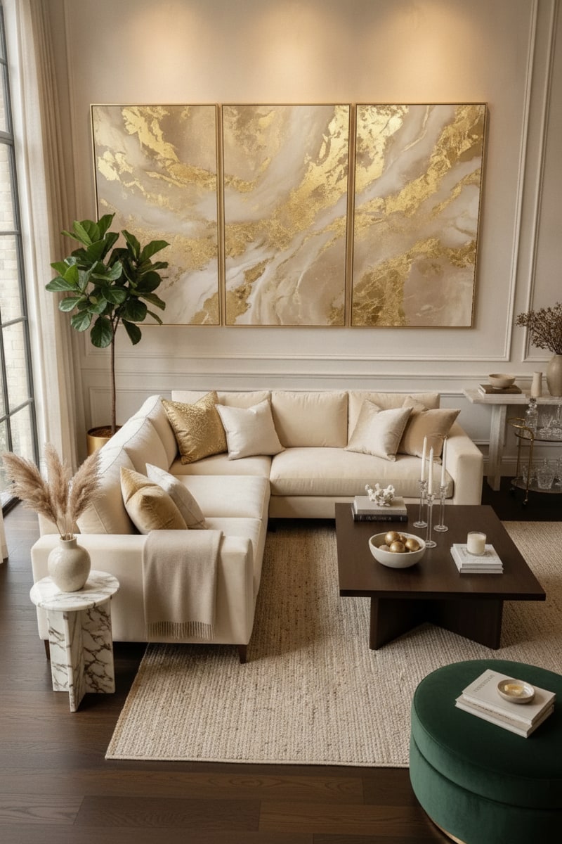 Oversized Glam Abstract Triptych Canvas view 3