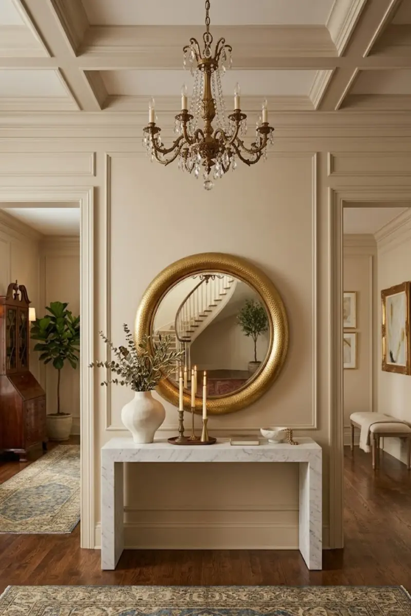 Oversized Round Gold Wall Mirror