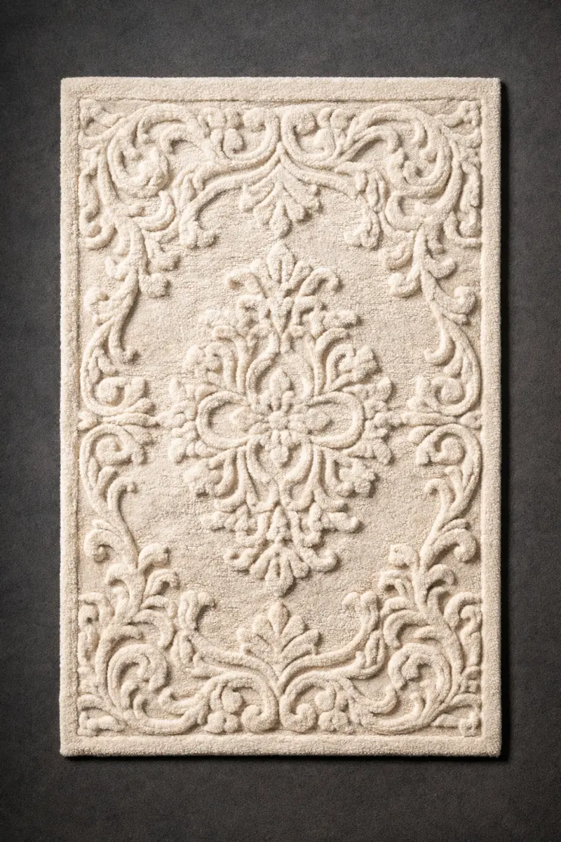 Luxury hand-tufted wool area rug as living room centrepiece