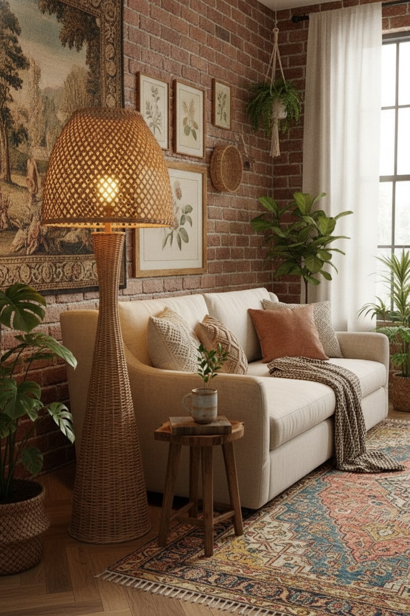 Rattan Wicker Floor Lamp view 3