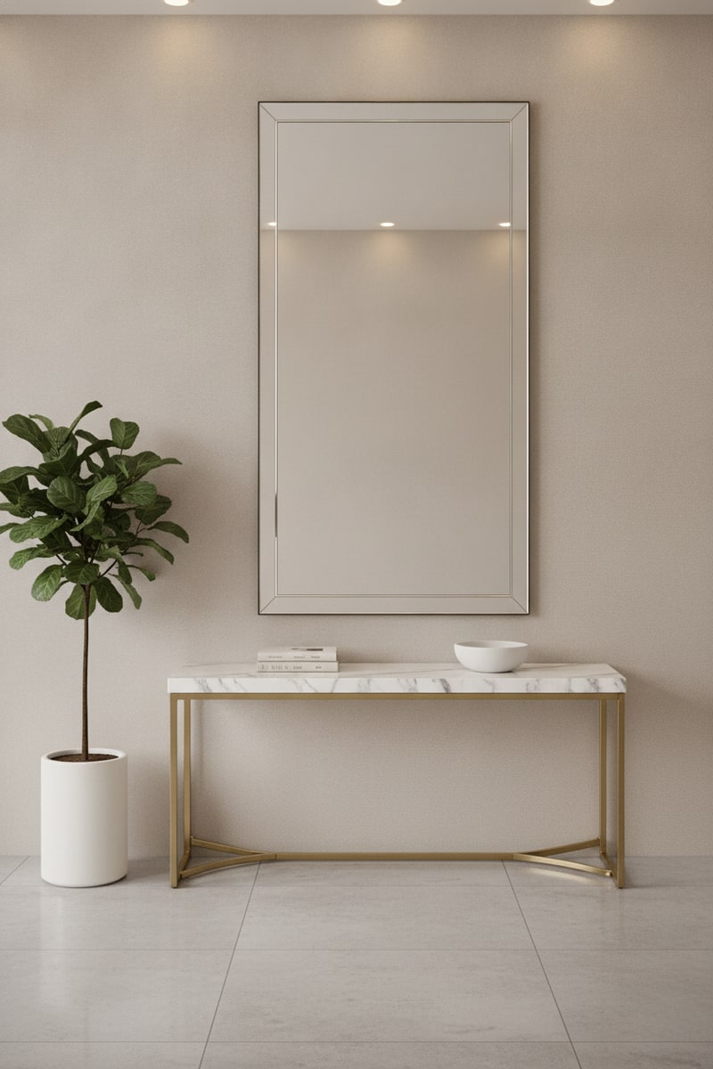 Rectangular Beveled Edge Wall Mirror styled in a room