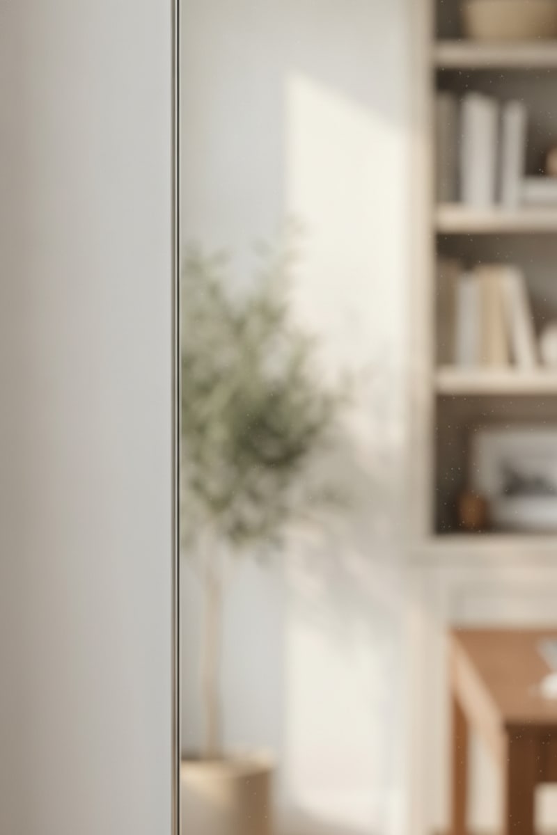 Rectangular Frameless Office Mirror styled in a room