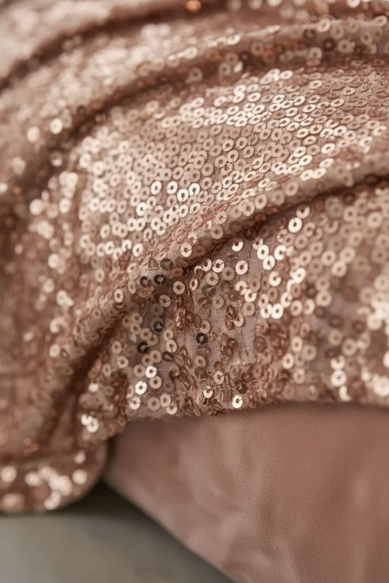 Rose Gold Sequin Glam Throw Blanket styled in a room