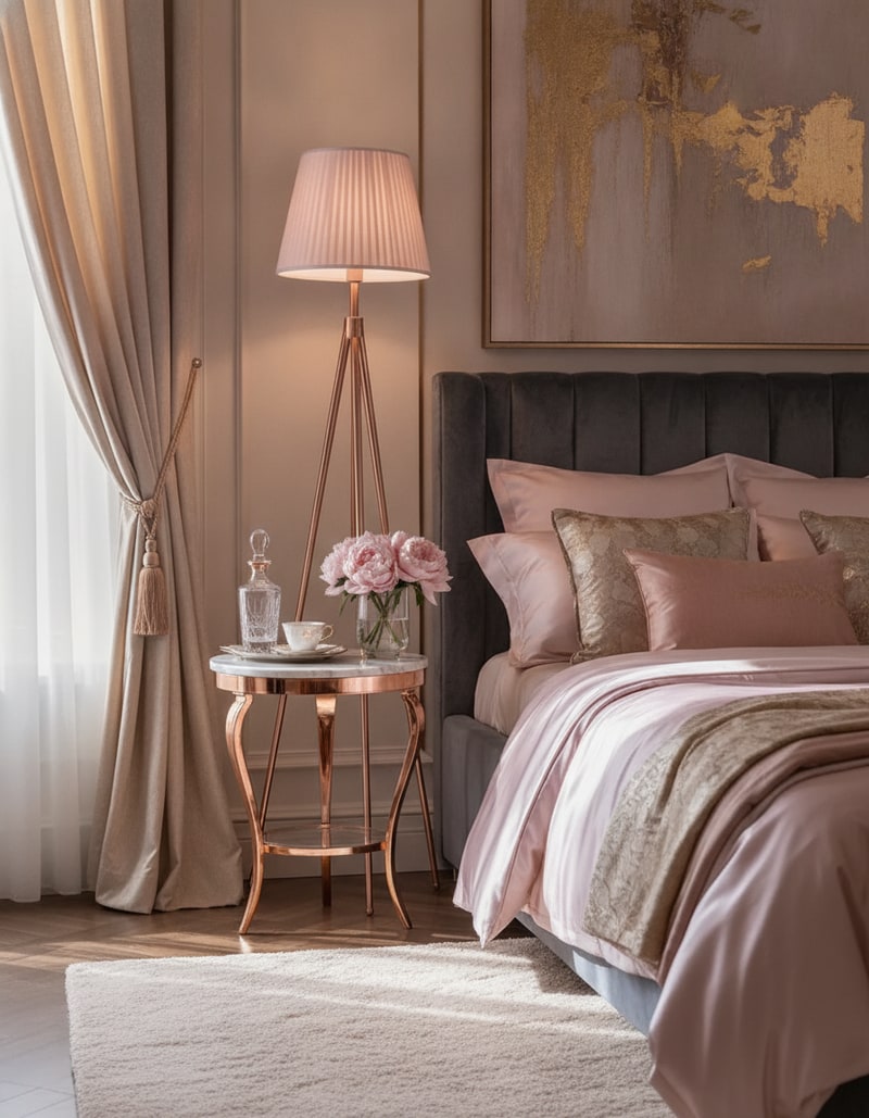 Rose Gold Tripod Floor Lamp view 3