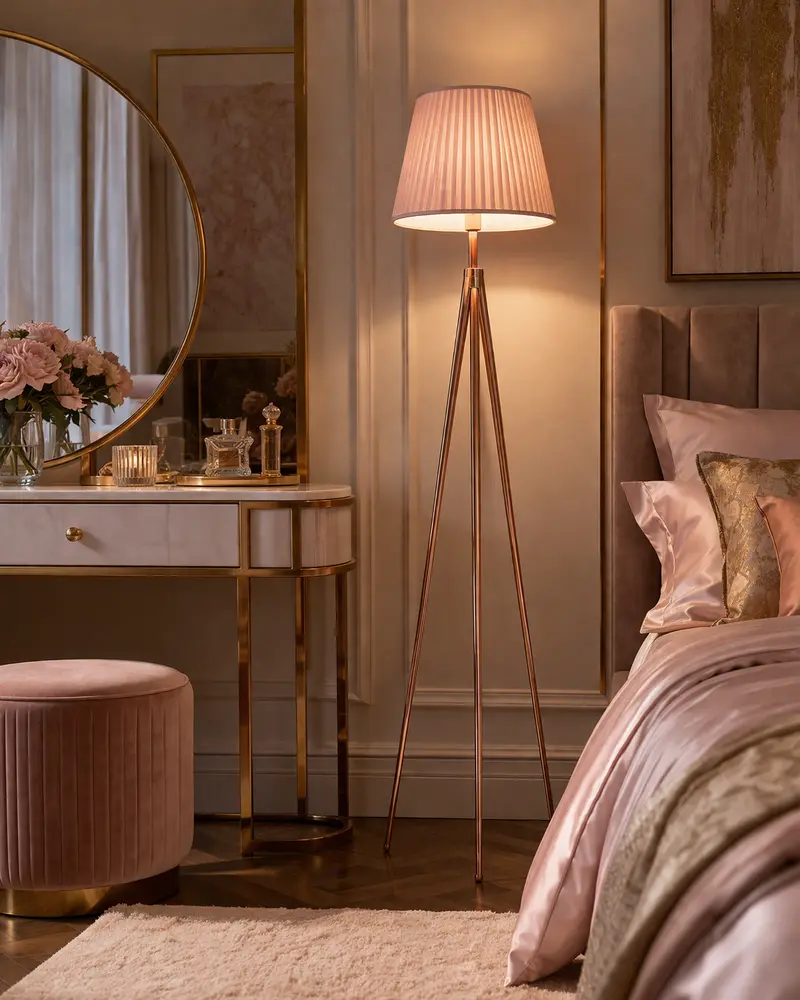 Rose Gold Tripod Floor Lamp