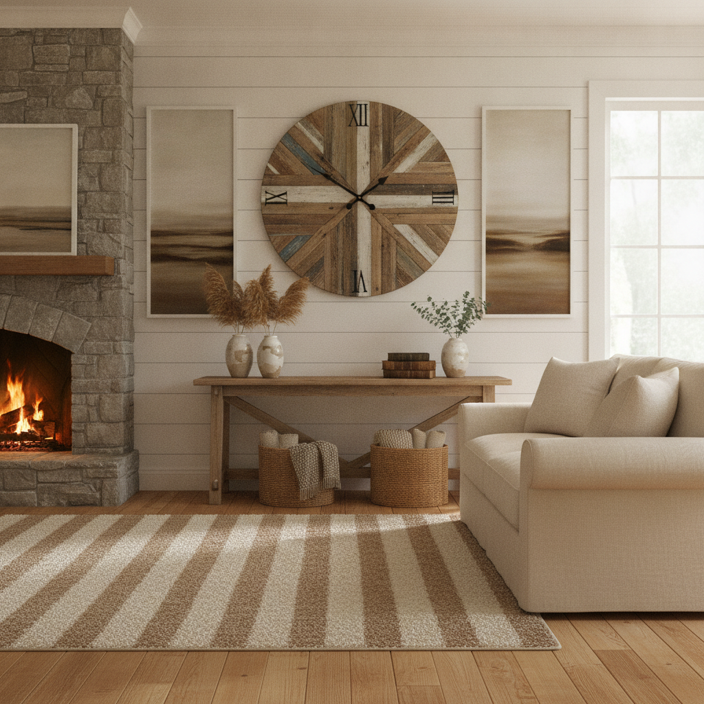 Rustic Abstract Wood Wall Clock