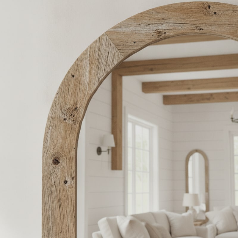 Rustic Farmhouse Arch Entryway Mirror styled in a room