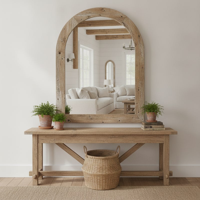 Rustic Farmhouse Arch Entryway Mirror view 3