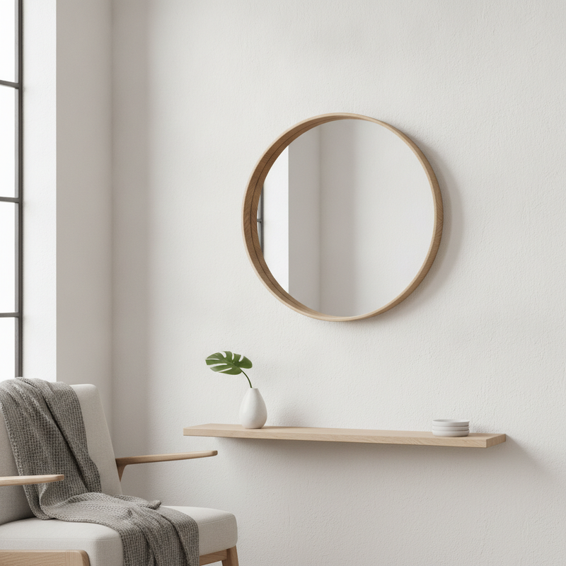 Scandinavian Light Wood Office Mirror