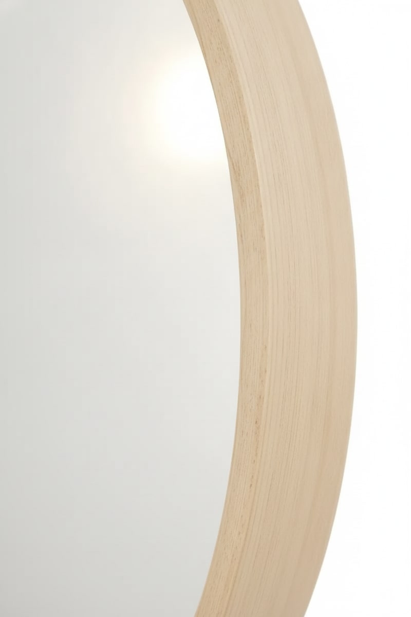 Scandinavian Birch Round Mirror styled in a room