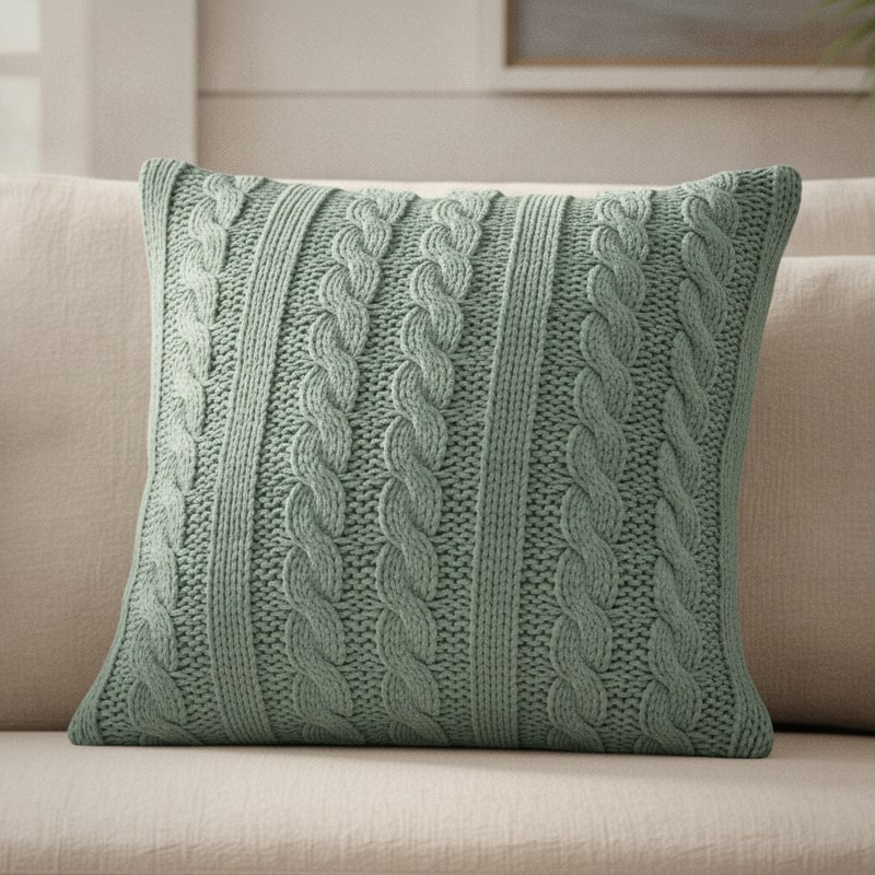 Seafoam Woven Texture Throw Pillow styled in a room