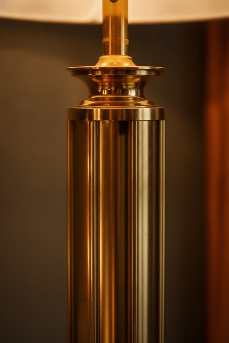 Smoked Glass Column Floor Lamp styled in a room
