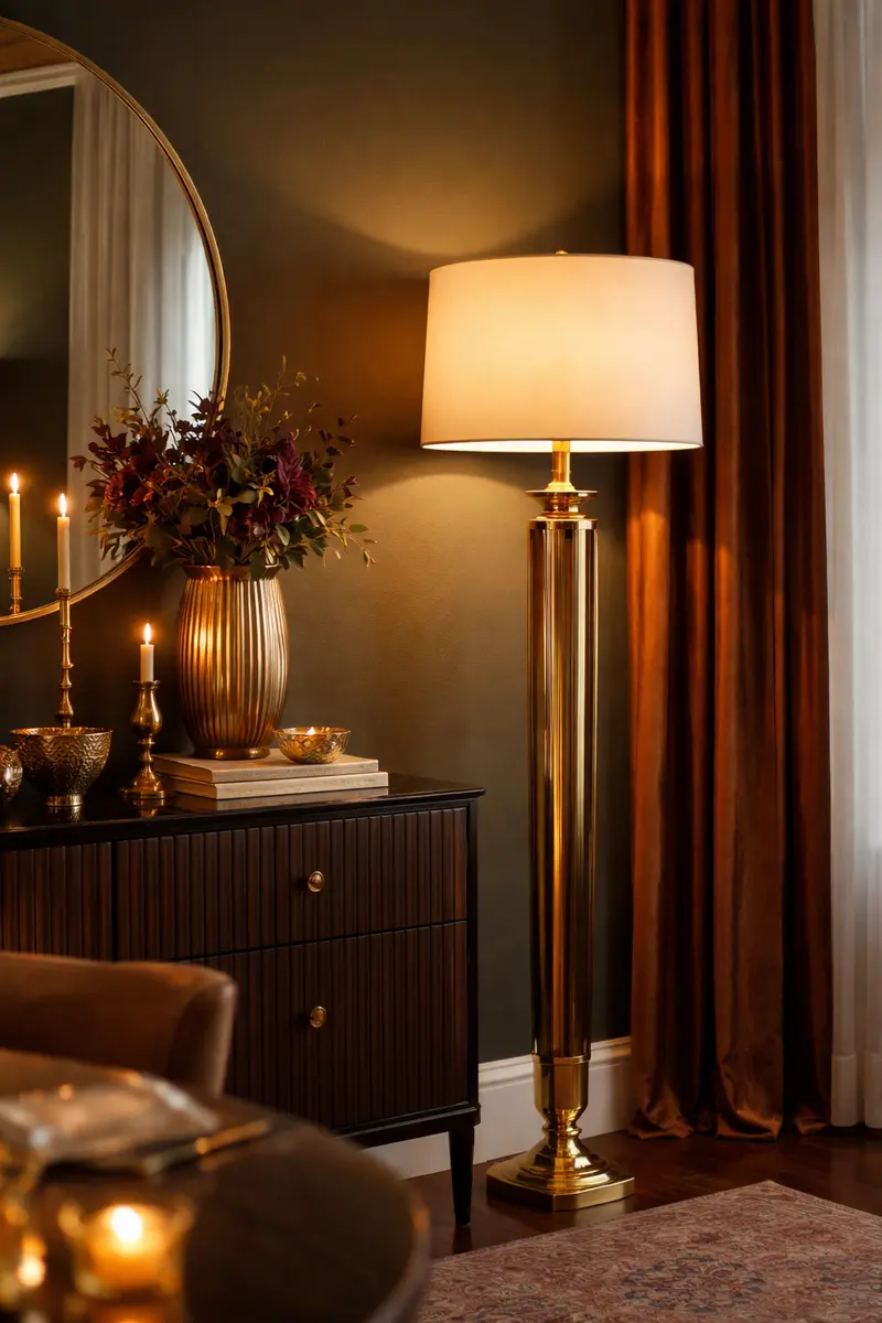 Smoked Glass Column Floor Lamp