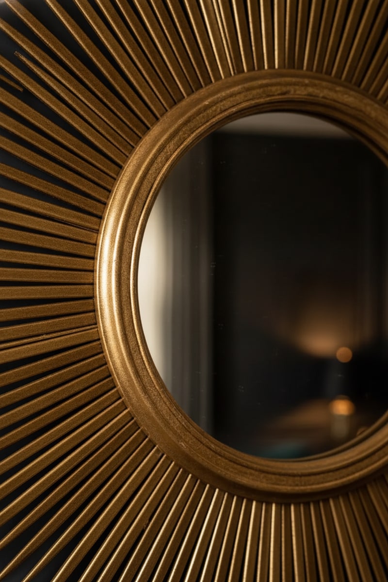 Sunburst Art Deco Wall Mirror styled in a room
