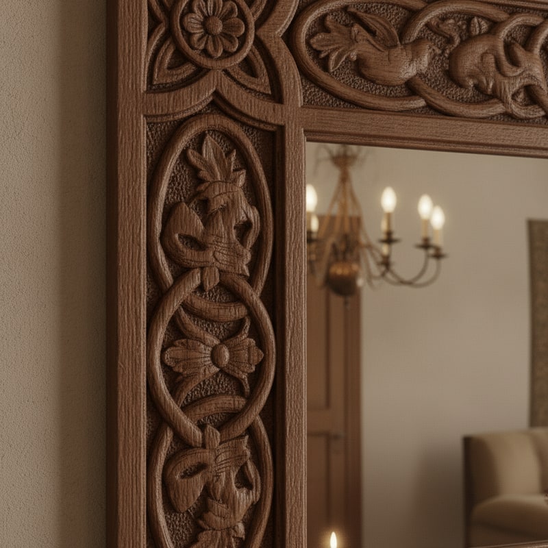 Traditional Carved Wood Bedroom Mirror styled in a room