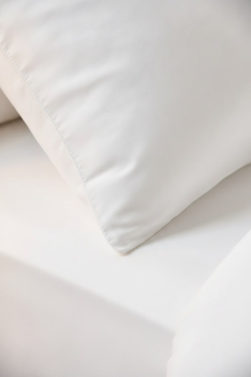 White Crisp Minimalist Duvet Cover Set styled in a room