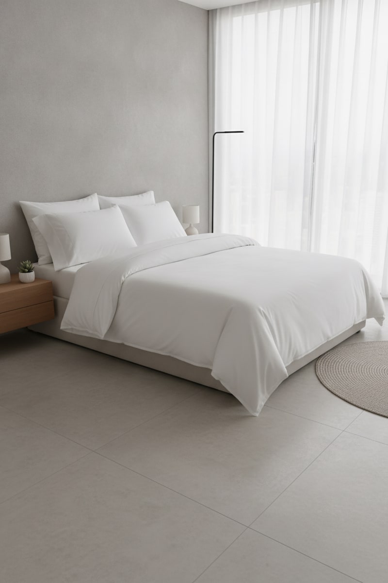 White Crisp Minimalist Duvet Cover Set view 3
