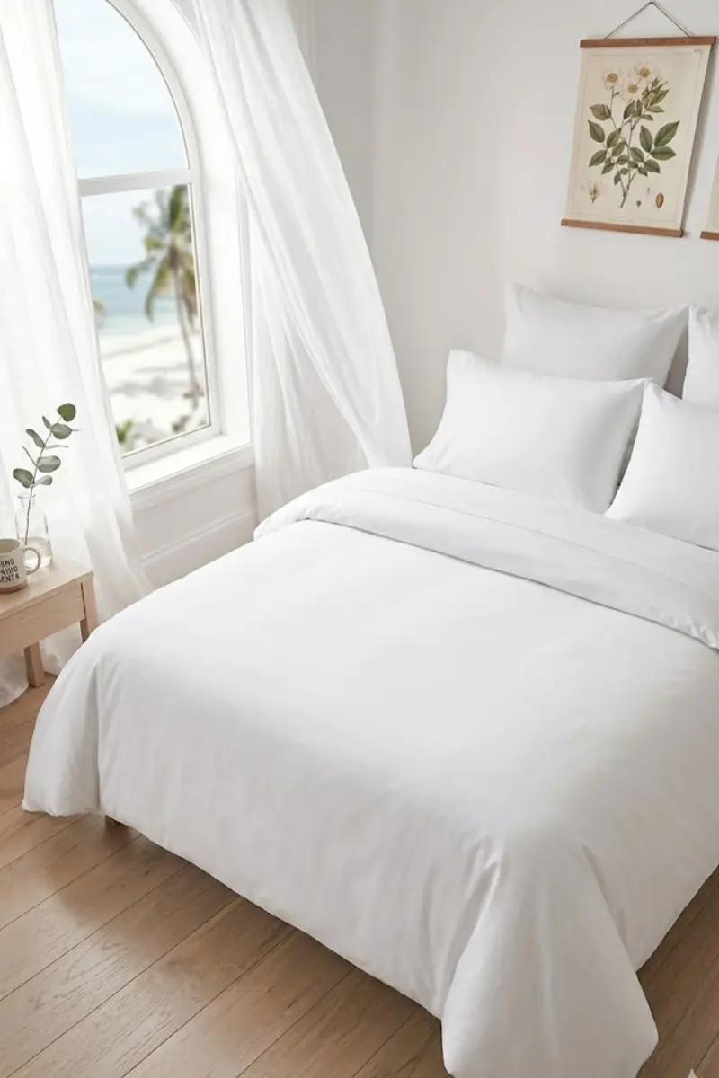 White Crisp Minimalist Duvet Cover Set