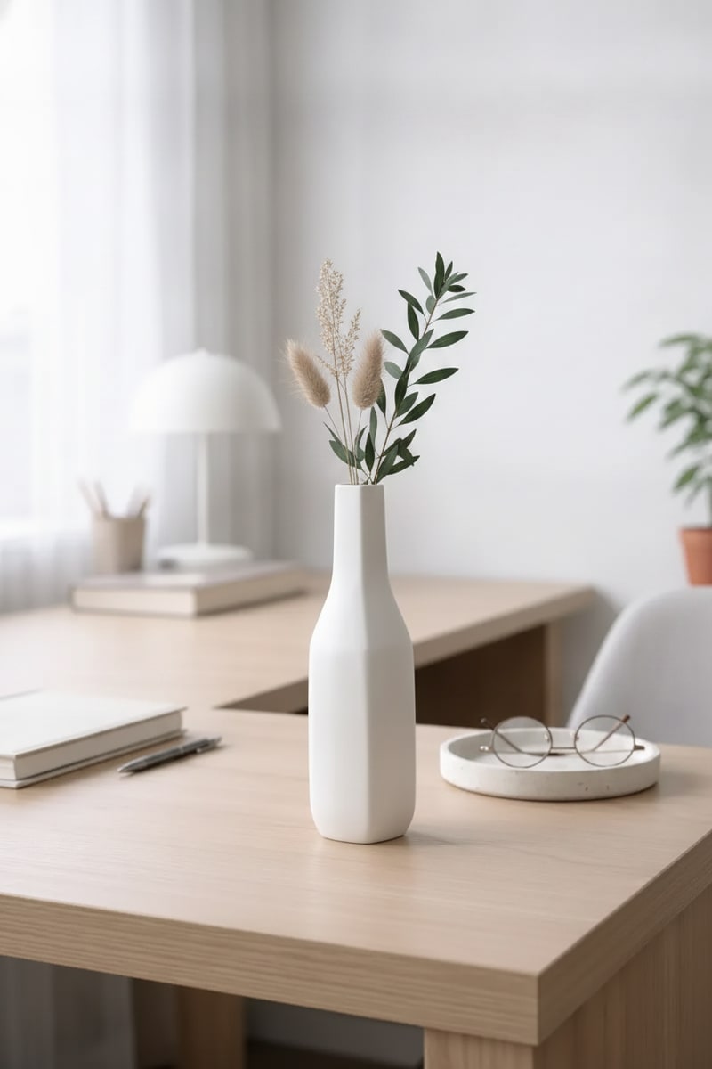 White Matte Minimalist Tall Ceramic Vase view 3