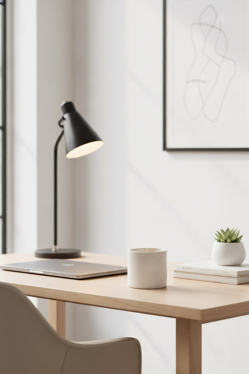 White Minimalist Concrete Soy Candle view 3