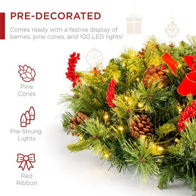 Cordless Pre-Lit Christmas Wreath view 4