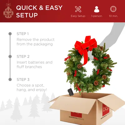 Cordless Pre-Lit Christmas Wreath view 6