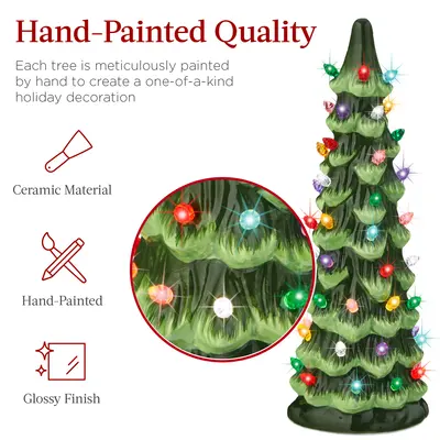 Set of 3 Pre-Lit Ceramic Christmas Trees view 3
