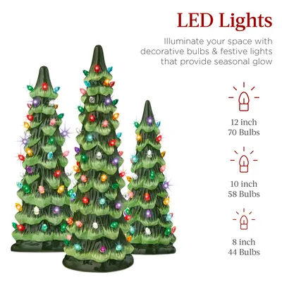 Set of 3 Pre-Lit Ceramic Christmas Trees view 4
