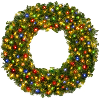 Pre-Lit Fir Wreath, Warm White or Multicolor view 3