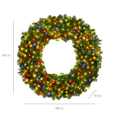 Pre-Lit Fir Wreath, Warm White or Multicolor view 4