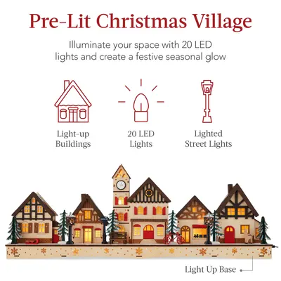 Pre-Lit Wooden Christmas Village view 3