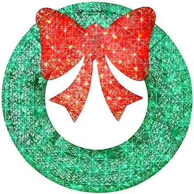Pre-Lit Outdoor Metal Christmas Wreath with Bow view 3