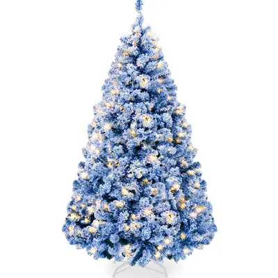 Pre-Lit Blue Flocked Christmas Tree