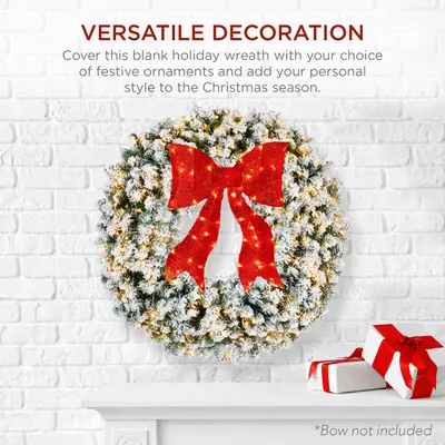 Snow-Flocked Fir Wreath with 2-in-1 Lights view 5
