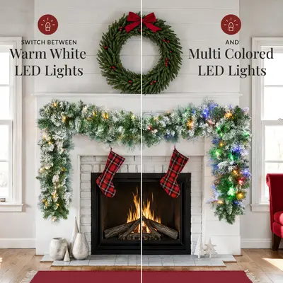 Pre-Lit Christmas Garland with 2-in-1 Lights view 3