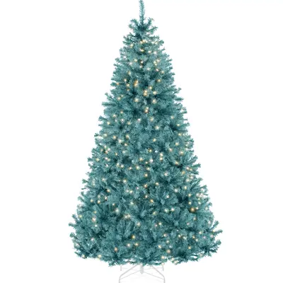 Pre-Lit Peacock Blue Christmas Tree view 2