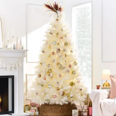 Premium Artificial Ivory Pampas Christmas Tree view 1