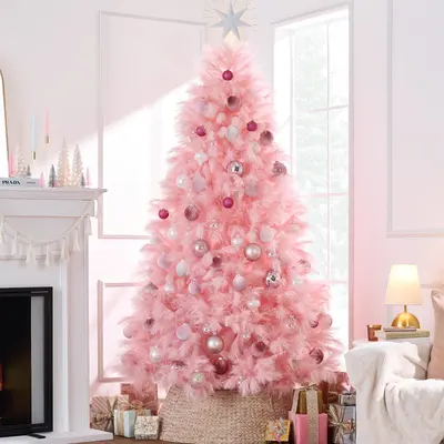 Premium Artificial Pink Pampas Christmas Tree view 3