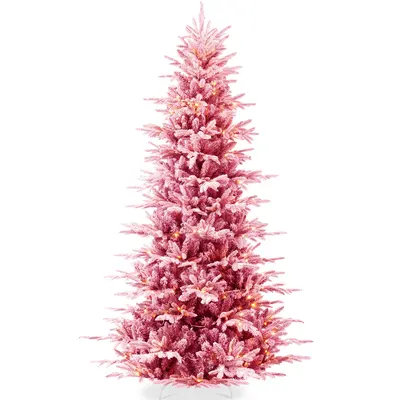 Pre-Lit Flocked Aspen Noble Fir Christmas Tree view 1