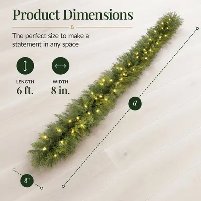 Realistic Cedar Cypress Garland with Twinkling Lights view 2