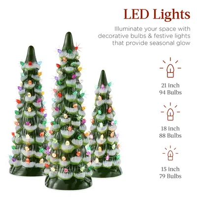 Set of 3 XL Pre-Lit Ceramic Christmas Trees view 4