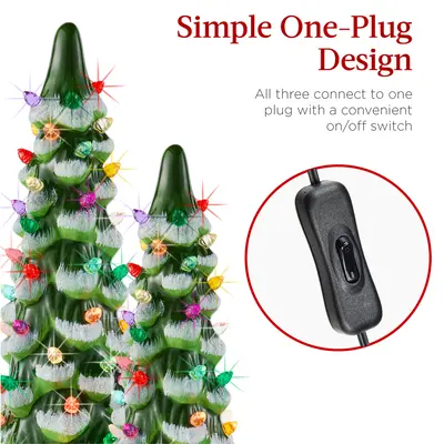 Set of 3 XL Pre-Lit Ceramic Christmas Trees view 5
