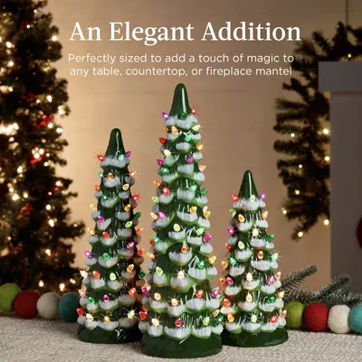 Set of 3 XL Pre-Lit Ceramic Christmas Trees view 6