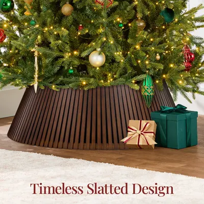 Solid Wood Slatted Christmas Tree Collar view 5