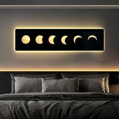 47.2" Creative Moon Light Wall Art Decoration Painting USB LED Warm Wall Light