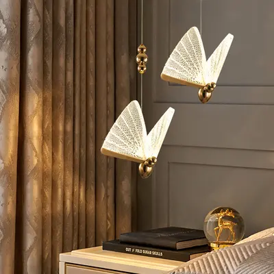 Butterfly LED Clear and Gold Unique Pendant Light